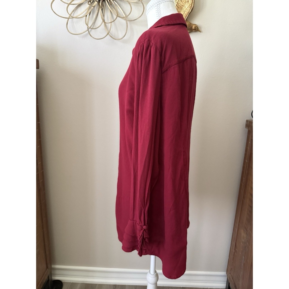 Soft Surroundings L Burgundy Rayon Romantic Button Front Blouse Dark Academia - Picture 4 of 11